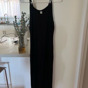 Long black maxi dress, ribbed, size L
